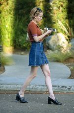 EMMA ROBERTS in Denim Skirt Out in Los Feliz 10/22/2018