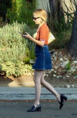 EMMA ROBERTS in Denim Skirt Out in Los Feliz 10/22/2018
