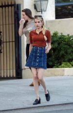 EMMA ROBERTS in Denim Skirt Out in Los Feliz 10/22/2018