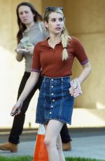 EMMA ROBERTS in Denim Skirt Out in Los Feliz 10/22/2018