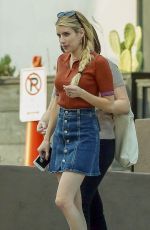 EMMA ROBERTS in Denim Skirt Out in Los Feliz 10/22/2018