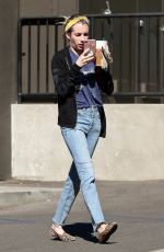 EMMA ROBERTS Leaves Starbucks in Los Feliz 10/18/2018