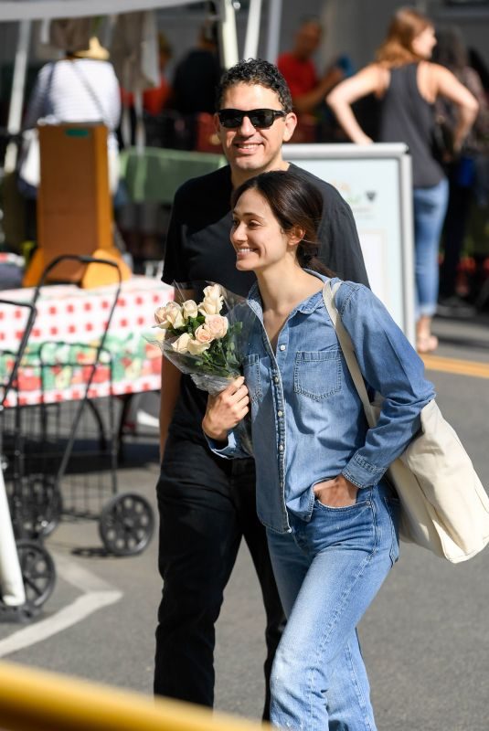 EMMY ROSSUM and Sam Esmail at Farmer’s Market in Beverly Hills 10/07/2018