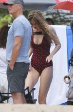 GIGI HADID on the Set of a Photoshoot at Ipanema Beach in Rio 10/20/2018