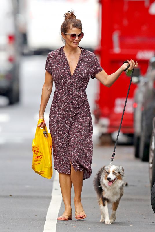 HELENA CHRISTENSEN Out with Her Dog in New York 10/03/2018