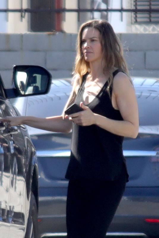 HILARY SWANK on the Set of Movie Project in Los Angeles 10/15/2018