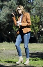 JENNA FISCHER in Denim Out in Los Angeles 10/15/2018