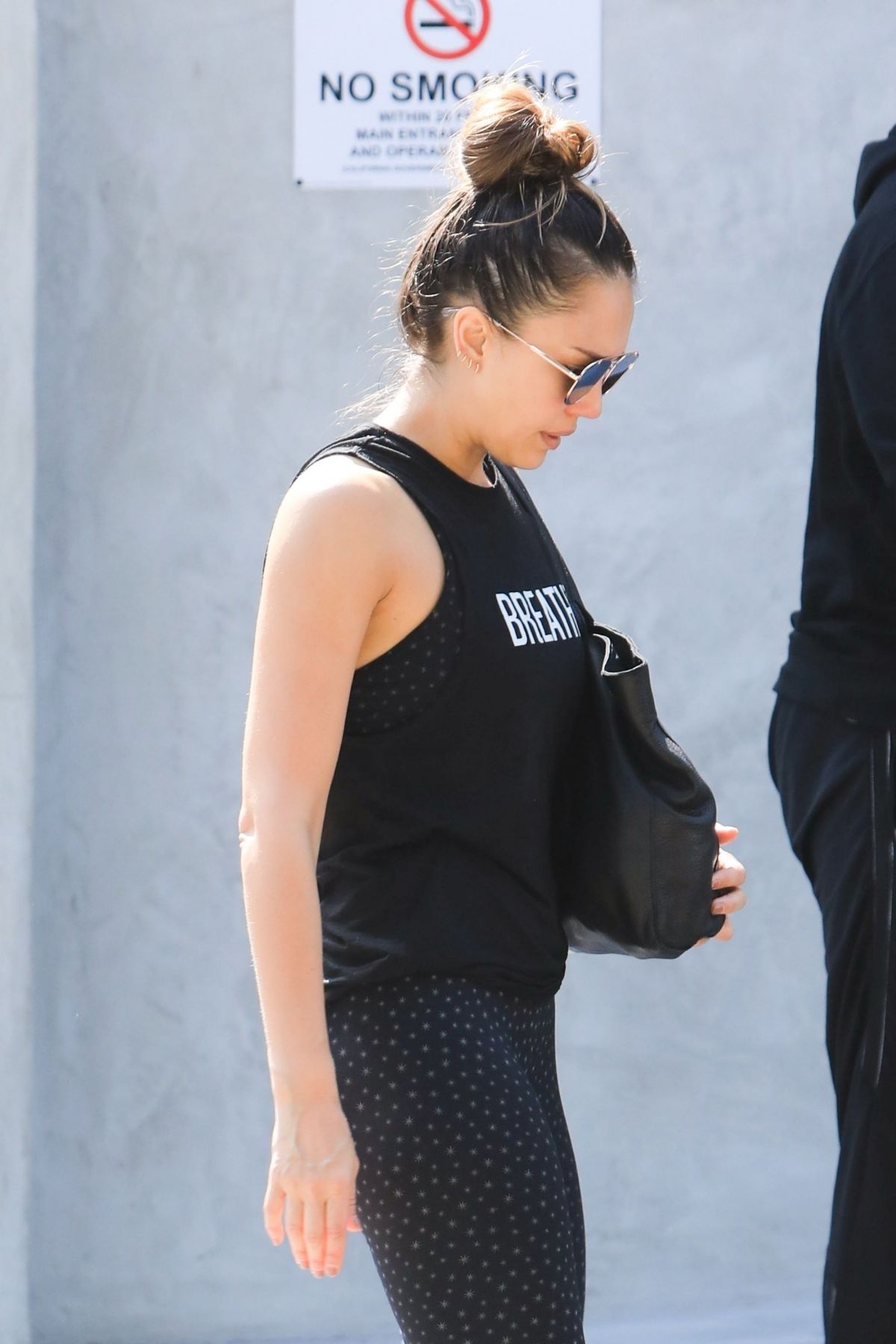 Jessica Alba: All in black outside a gym in West Hollywood 