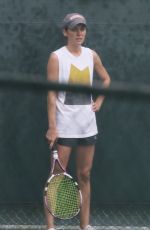 JESSICA STROUP Playing Tennis and Riding a Bicycle in Los Angeles 10/23/2018
