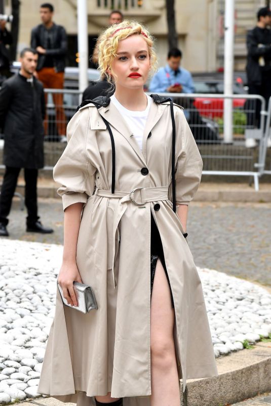 JULIA GARNER Arrives at Miu Miu Show at Paris Fashion Week 10/02/2018