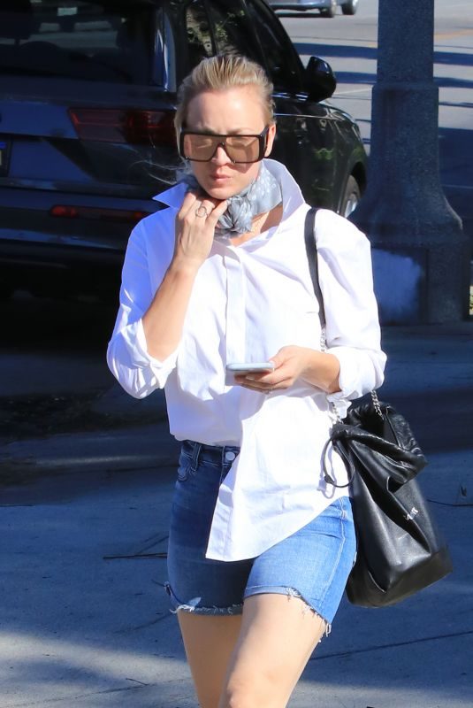 KALEY CUOCO in Denim Shorts Out in Los Angeles 10/18/2018