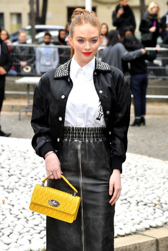 LARSEN THOMPSON Arrives at Miu Miu Show at Paris Fashion Week 10/02/2018