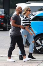 LEONA LEWIS in Ripped Jeans at Cafe Gratitude in Los Angeles 10/06/2018