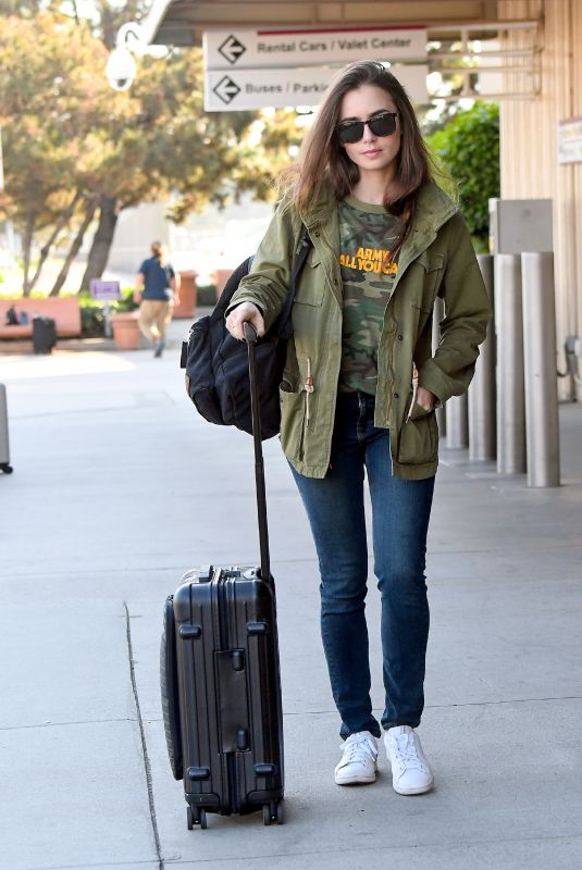 LILY COLLINS at Bob Hope Airport in Burbank 10/24/2018