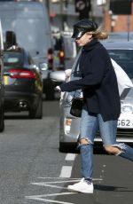 LILY JAMES in Ripped Jeans Out in London 10/05/2018