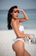 LISA OPIE in White Bikini on the Beach in Miami 10/02/2018
