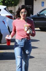 LUCY HALE in Ripped Jeans Out for Coffee in Studio City 10/04/2018