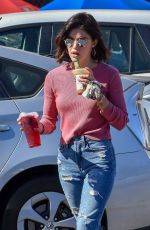 LUCY HALE in Ripped Jeans Out for Coffee in Studio City 10/04/2018