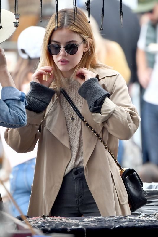 LUCY HALE Shopping at Flea Market in Pasadena 10/14/2018