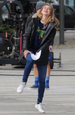 MELISSA BENOIST on the Set of Supergirl in Vancouver 10/23/2018