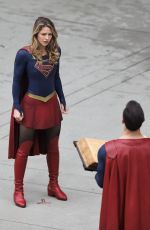 MELISSA BENOIST on the Set of Supergirl in Vancouver 10/30/2018