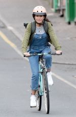 MICHELLE KEEGAN Riding a Bike on the Set of Brassic in Manchester 10/04/2018