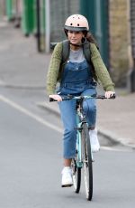 MICHELLE KEEGAN Riding a Bike on the Set of Brassic in Manchester 10/04/2018