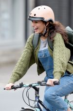 MICHELLE KEEGAN Riding a Bike on the Set of Brassic in Manchester 10/04/2018