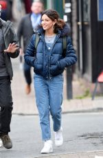 MICHELLE KEEGAN Riding a Bike on the Set of Brassic in Manchester 10/04/2018