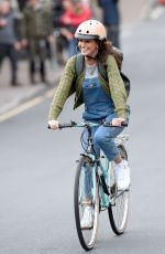 MICHELLE KEEGAN Riding a Bike on the Set of Brassic in Manchester 10/04/2018
