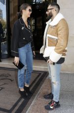 NINA DOBREV in Denim Leaves Her Hotel in Paris 09/29/2018