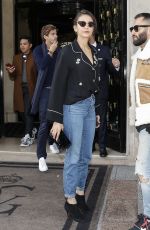 NINA DOBREV in Denim Leaves Her Hotel in Paris 09/29/2018