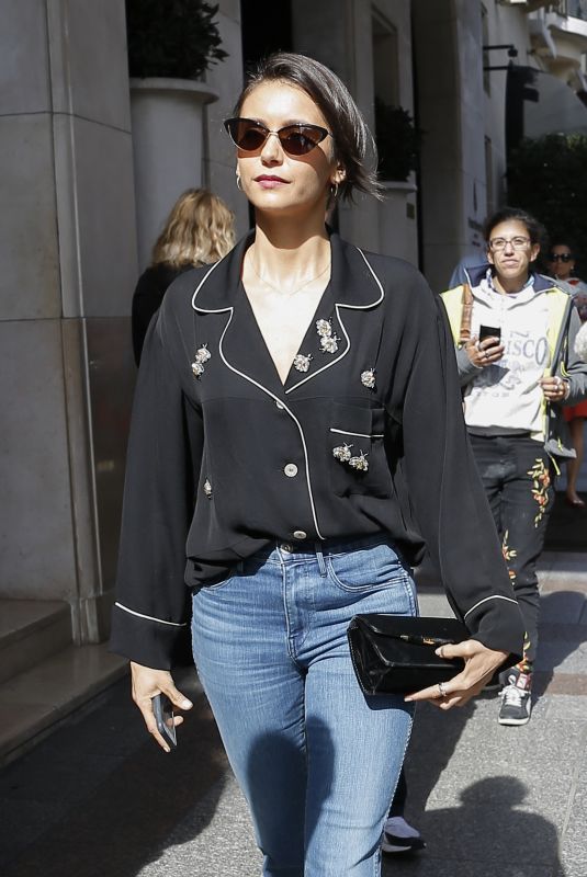NINA DOBREV in Denim Leaves Her Hotel in Paris 09/29/2018