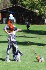 PHOEBE PRICE with Her Dog at Cold Water Park in Los Angeles 10/05/2018