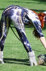 PHOEBE PRICE with Her Dog at Cold Water Park in Los Angeles 10/05/2018