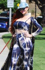 PHOEBE PRICE with Her Dog at Cold Water Park in Los Angeles 10/05/2018