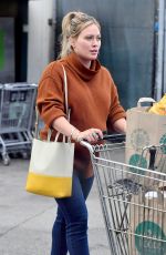 Pregnant HILARY DUFF Shopping at Whole Foods in Studio City 10/04/2018