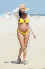 Pregnant TYLA CARR in Bikini on the Beach in Dubai 10/21/2018