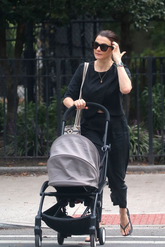 RACHEL WEISZ Pushing a Stroller Out and About in New York 10/10/2018