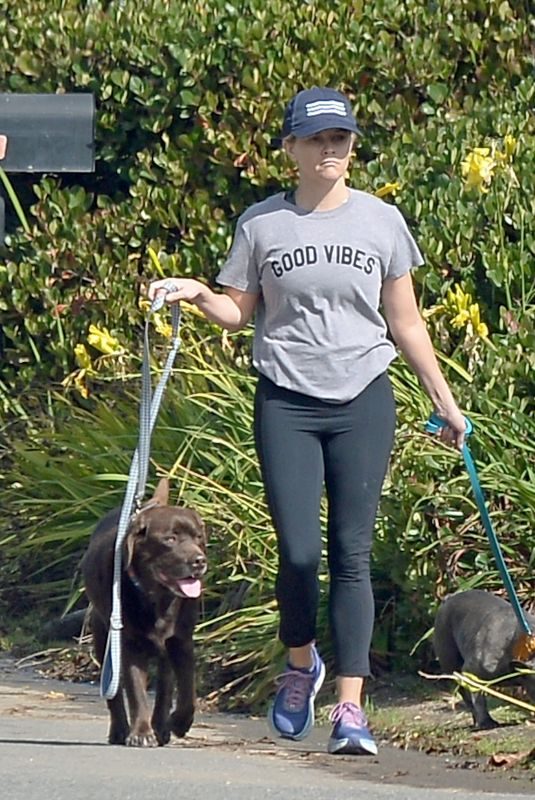REESE WITHERSPOON Out with Her Dogs in Los Angeles 10/29/2018