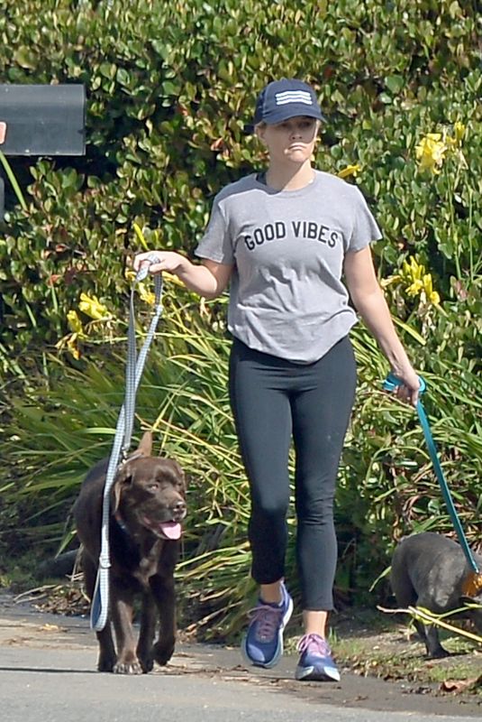 REESE WITHERSPOON Out with Her Dogs in Los Angeles 10/29/2018