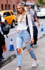 ROMEE STRIJD in Ripped Jeans Out in New York 10/11/2018