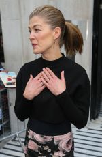 ROSAMUND PIKE Arrives at BBC Radio in London 10/12/2018