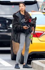 SHANINA SHAIK Out with Her Dog in New York 10/29/2018