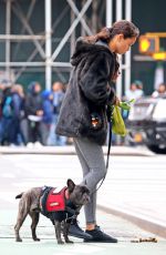 SHANINA SHAIK Out with Her Dog in New York 10/29/2018
