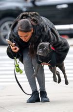 SHANINA SHAIK Out with Her Dog in New York 10/29/2018