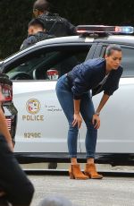 STEPHANIE SIGMAN on the Set of S.W.A.T. in Los Angeles 10/03/2018