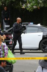 STEPHANIE SIGMAN on the Set of S.W.A.T. in Los Angeles 10/03/2018