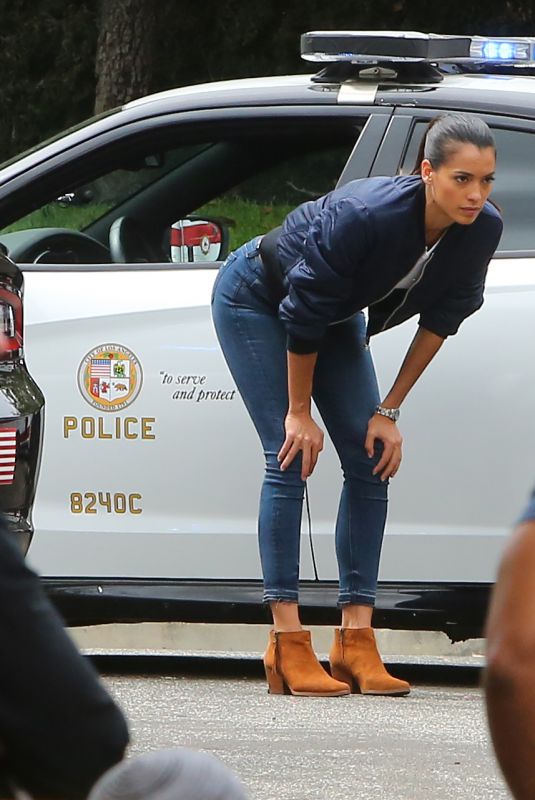 STEPHANIE SIGMAN on the Set of S.W.A.T. in Los Angeles 10/03/2018
