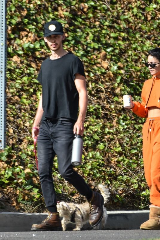 VANESSA HUDGENS Out with Her Dog in Los Angeles 10/04/2018